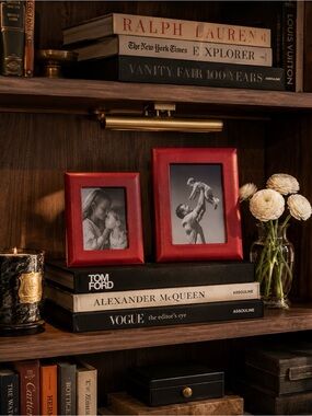 Graphic Image New York Leather Frame Set | Red | 4x6 + 5x7 | Luxury Home Decor